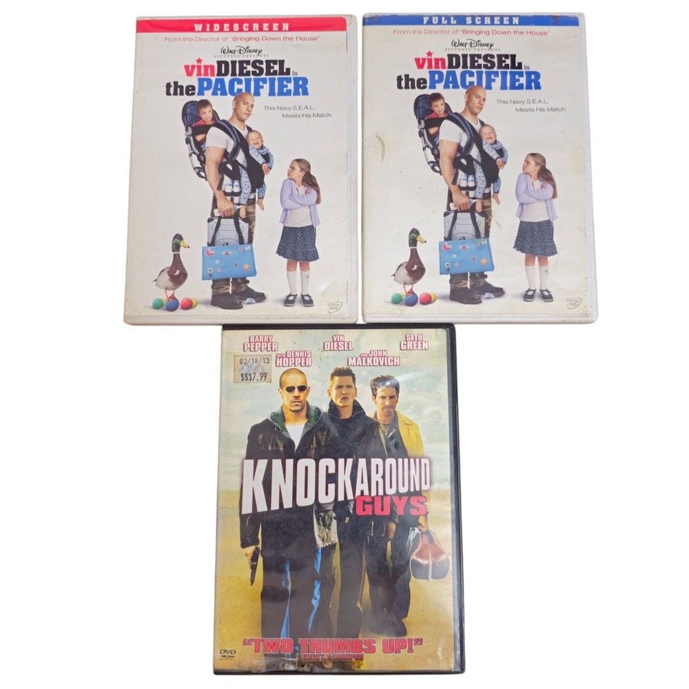Vin Diesel DVD Lot 3pc The Pacifier Widescreen Full Screen Knockaround Guys Good